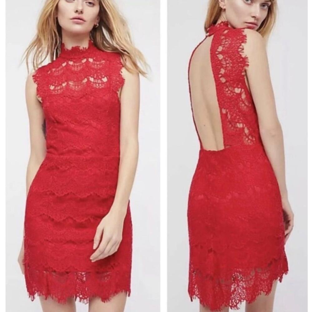 RT 98 Free People Lace Dress NWT Color: Cherry -Small